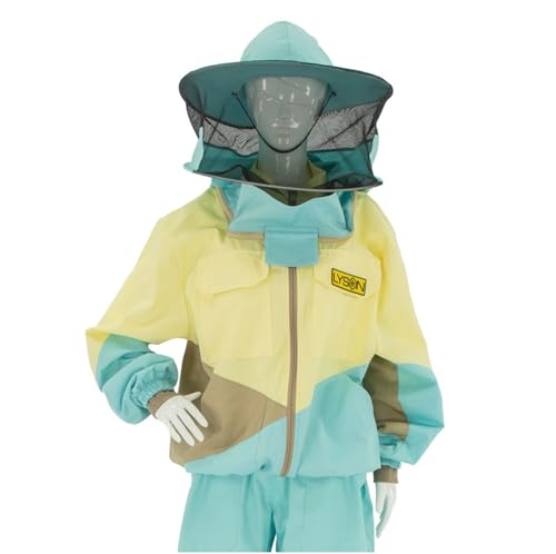 LYSON Imkerjacke mit Hut, Imkerjacke mit Reißverschluss, Schutzjacke, Imkerjacke mit Rundschleier, Imkerbluse, Imkereibedarf, Schutz vor Mücken Imkerbekleidung sportlicher Style – Modell 1 Größe XXXL von LYSON