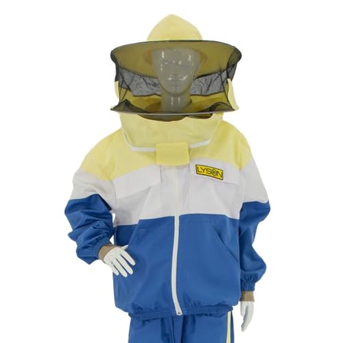 LYSON Imkerjacke mit Hut, Imkerjacke mit Reißverschluss, Schutzjacke, Imkerjacke mit Rundschleier, Imkerbluse, Imkereibedarf, Schutz vor Mücken Imkerbekleidung sportlicher Style – Modell 2 Größe M von LYSON