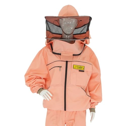 LYSON Imkerjacke mit Hut Imkerbluse Schutz vor Mücken und Insekten sportlicher Style – Imkerbekleidung Schutz vor Bienen Insekten Imkereibedarf Lachsfarbe Größe XXL von LYSON
