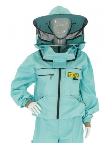 LYSON Imkerjacke mit Hut Imkerbluse Schutz vor Mücken und Insekten sportlicher Style – Imkerbekleidung Schutz vor Bienen Insekten Imkereibedarf Türkis Größe XL von LYSON