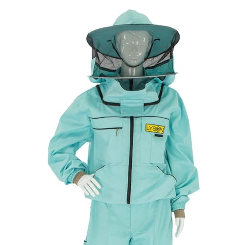 LYSON Imkerjacke mit Hut Imkerbluse Schutz vor Mücken und Insekten sportlicher Style – Imkerbekleidung Schutz vor Bienen Insekten Imkereibedarf Türkis Größe XXL von LYSON