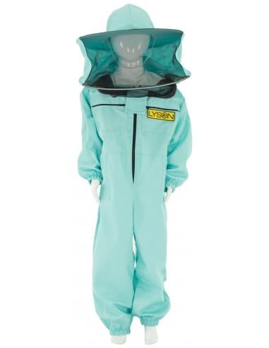 LYSON Kinderanzug mit abnehmbaren Hut Kinderoverall mit Schleier Kinderimkeranzug Schutzkleidung für Kinder, Imker Anzug Imkeranzug Schutz vor Bienen Türkis Grösse 158 von LYSON