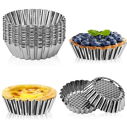 LYTIVAGEN 20 Stück Ei Torte Form Edelstahl Mini Tarteform Eier Kuchenform Metall klein Muffinformen Torteletts Törtchenformen Antihaftbeschichtet Metall Blumen Cupcake Backform für Pudding Muffin von LYTIVAGEN