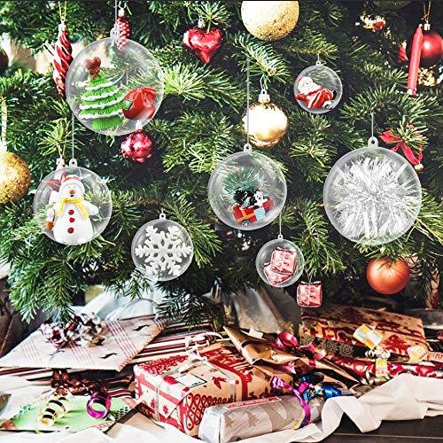 LYTIVAGEN 25 Stück Acylkugeln Teilbare Kunststoffkugeln Transparent Kugeln zum befüllen Weihnachtskugeln 4/6/8/10cm Chrisbaumkugelchen mit Seil Klare Dekokugel zum Aufhängen für Weihnchten Dekoration von LYTIVAGEN