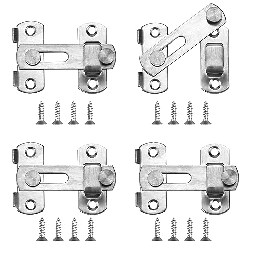 LYTIVAGEN 4 Stück Edelstahl Tür Riegel Flip Latch Klein Türriegel Antik Türverriegelung Sicherheitstürschloss Matell Schieberiegel Silber Türschloss Bolzenriegel für Tür Fenster Schrank von LYTIVAGEN