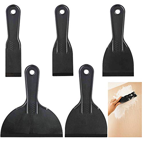 LYTIVAGEN 5 Stück Spachtel Kunststoff Malerspachtel Spachtelmesser Flexibles Spachtel Set 1.5/2/3/4/6 Zoll Spachtelmesser Schaber Werkzeug zum Glätten von Leim, Gips und anderen Dichtstoffen, Schwarz von LYTIVAGEN