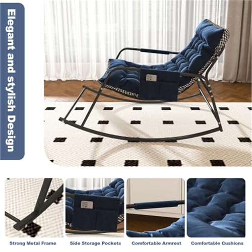 LYTSFXD Schaukel-Loungesessel mit Stauraum: Ergonomisches Design, atmungsaktiver Stoff, Kissen und Armlehnen for ganzjährigen Komfort – perfekt for Schlafzimmer, Wohnzimmer, Terrasse, Garten(Blue) von LYTSFXD