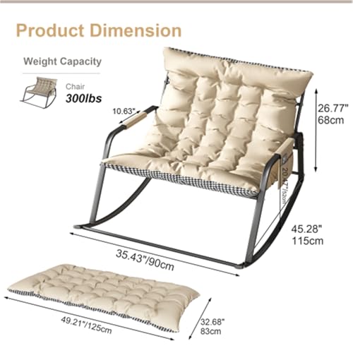 LYTSFXD Schaukel-Loungesessel mit Stauraum: Ergonomisches Design, atmungsaktiver Stoff, Kissen und Armlehnen for ganzjährigen Komfort – perfekt for Schlafzimmer, Wohnzimmer, Terrasse, Garten(White) von LYTSFXD