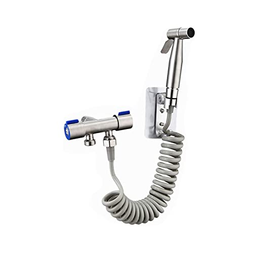 Edelstahl Handbrause Sprühgerät Edelstahl Handbrause Sprayer für Toiletten Badezimmer mit Dual Modus Adapterventil Sprühset Sprühpistole Federschlauch Wandhalterung von LYUANWEI