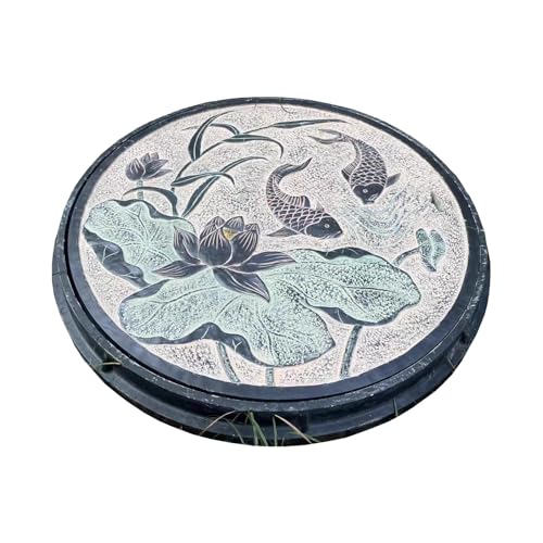 70 Cm Großer Gullideckel für Rasen, Schachtabdeckung mit Dekorativem Koi-Fisch- und Lotus-Design, 10 Tonnen Tragkraft, für Garten und Stadt 70 Cm Großer Gullideckel für Rasen, Schachtabdeckung mit Dekorativem Koi-Fisch- und Lotus-Design, 10 Tonnen Tragkraft, für Garten und Stadt von LYUCAYHQ