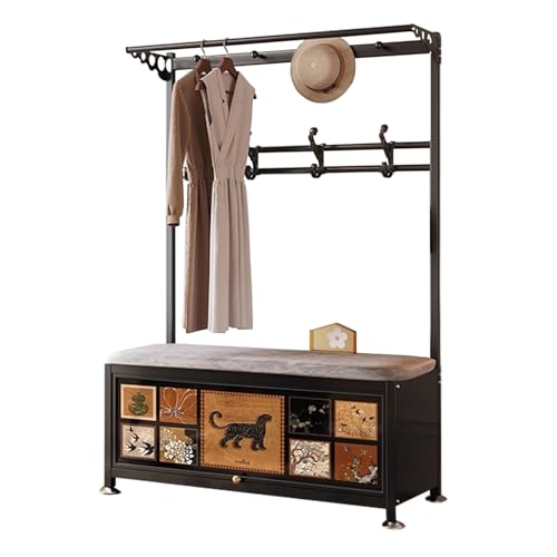 LYUCAYHQ 3 in 1 Standgarderobe mit Bank und Schuhablage, 100 Cm Garderobe, Multifunktionaler Flurgarderobe für Flur, Wohnzimmer und Schlafzimmer von LYUCAYHQ