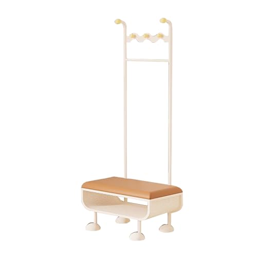 LYUCAYHQ Garderobenständer mit Schuhablage, 3 in 1 Multifunktions Garderobe, Flurgarderobe mit Bank Und Schuhablage, für Eingangsbereich, Garderobenraum und Schlafzimmer(Beige,80cm/32in) von LYUCAYHQ