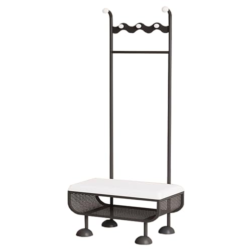 LYUCAYHQ Garderobenständer mit Schuhablage, 3 in 1 Multifunktions Garderobe, Flurgarderobe mit Bank Und Schuhablage, für Eingangsbereich, Garderobenraum und Schlafzimmer(Black,80cm/32in) von LYUCAYHQ