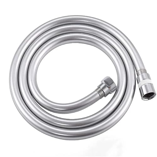 Edelstahl Duschkopfschlauch, Brauseschlauch PVC Messing Weiß Silber 1,5m 2m(Silver,2m) von LYVQZPWLR