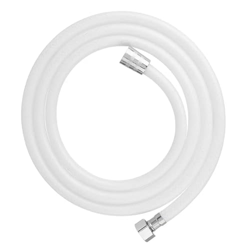 Edelstahl Duschkopfschlauch, Brauseschlauch PVC Messing Weiß Silber 1,5m 2m(White,1.5m) von LYVQZPWLR