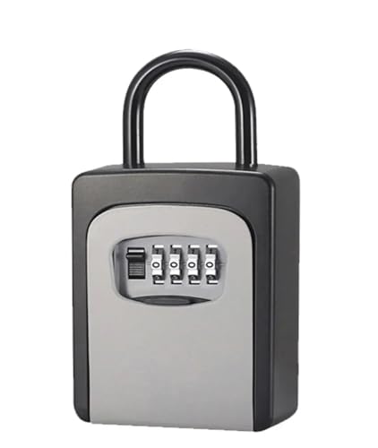 LYVQZPWLR Auch die magnetschelregale sind extrem gut, Outdoor-Schlüsselschloss, Aluminium-Schlüsselsafe, wetterfeste 4-Bit-Kombinationsschlüssel-Aufbewahrungsbox(Grijs) von LYVQZPWLR
