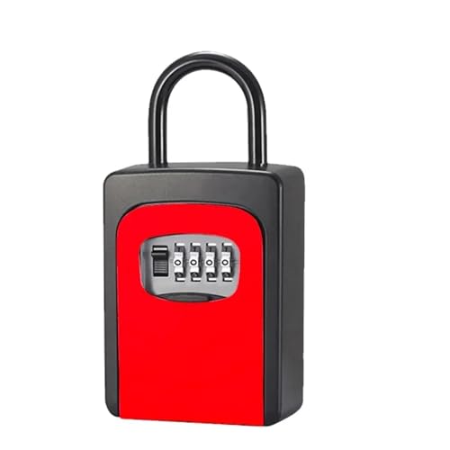 LYVQZPWLR Auch die magnetschelregale sind extrem gut, Outdoor-Schlüsselschloss, Aluminium-Schlüsselsafe, wetterfeste 4-Bit-Kombinationsschlüssel-Aufbewahrungsbox(Rosso) von LYVQZPWLR