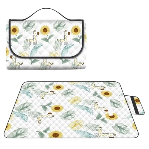 LYVQZPWLR Picknick Decken, Camping Decken, Picknick-Strand-Camping-Decke, Mehrfarbig, mehrere Größen(Flowers Deers,200 x 200 cm (Square)) von LYVQZPWLR