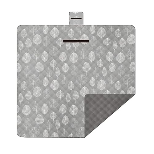 LYVQZPWLR Picknick Decken, Camping Decken, Zusammenklappbare, wasserdichte Picknickmatte, 200 x 200 cm, Mehrfarbig(Grey Vine Leaf) von LYVQZPWLR