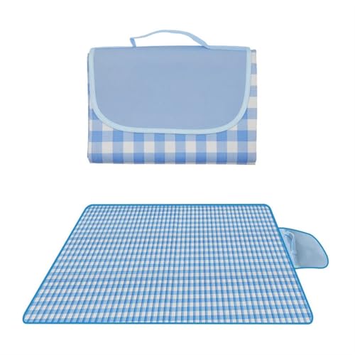 LYVQZPWLR Picknick Decken, Camping Decken, wasserdichte Picknickdecke, Strandmatte, Outdoor, faltbar, tragbar, Mehrfarbig, mehrere Größen(Blue White,100 x 150 cm (Square)) von LYVQZPWLR