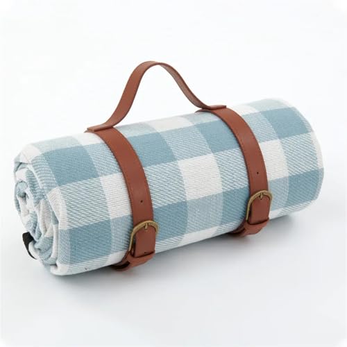 LYVQZPWLR Picknick Decken, Camping Decken, wasserdichte Strand Camping Picknick Matte Mit Lederband Multicolor 150x200cm(Sky Blue) von LYVQZPWLR