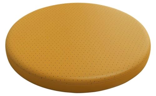 LYVQZPWLR Runde Küchenstühle imitiert, Anti-Rutsch-rundes Sitzkissen PU-Leder Wasserdichtes rundes Stuhlkissen(Giallo,45 * 45 * 4.5CM) von LYVQZPWLR
