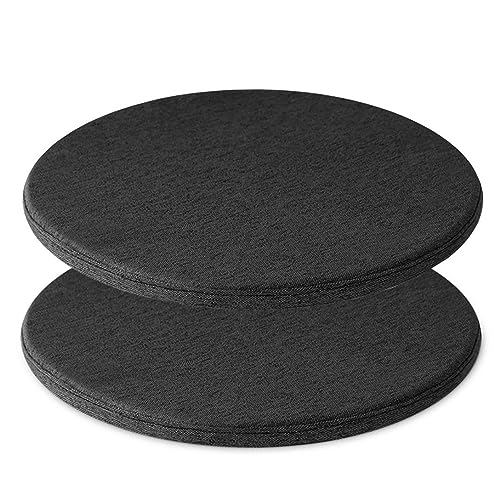 LYVQZPWLR Runde Küchenstühle imitiert, Atmungsaktives rundes Stuhlkissen Memory Foam, rundes Sitzkissen, runde Hockerpolster(Black,45 * 45CM(Set of 2)) von LYVQZPWLR