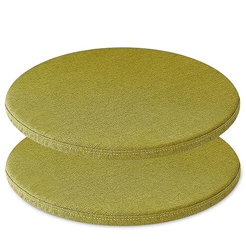 LYVQZPWLR Runde Küchenstühle imitiert, Atmungsaktives rundes Stuhlkissen Memory Foam, rundes Sitzkissen, runde Hockerpolster(Yellowish Green,30 * 30CM(Set of 2)) von LYVQZPWLR