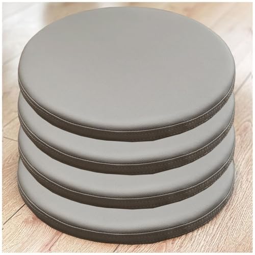 LYVQZPWLR Runde Küchenstühle imitiert, Rundes Sitzkissen, rundes Stuhlkissen aus PU-Leder(Light Grey,45 * 45CM(4Packs)) von LYVQZPWLR