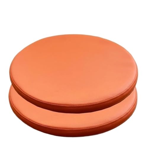 LYVQZPWLR Runde Küchenstühle imitiert, Rundes Sitzkissen, rundes Stuhlkissen aus PU-Leder(Oranje,35 * 35CM(4Packs)) von LYVQZPWLR