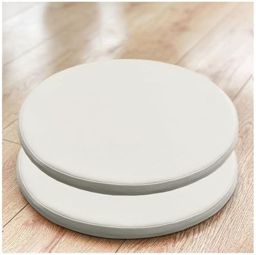 LYVQZPWLR Runde Küchenstühle imitiert, Rundes Sitzkissen, rundes Stuhlkissen aus PU-Leder(White,45 * 45CM(2Packs)) von LYVQZPWLR