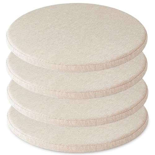 LYVQZPWLR Runde Küchenstühle imitiert, Rundes Sitzkissen aus Memory-Schaum mit Reißverschluss for drinnen und draußen, Mehrfarbig, mehrere Größen(Beige,30 * 30CM(Set of 4)) von LYVQZPWLR
