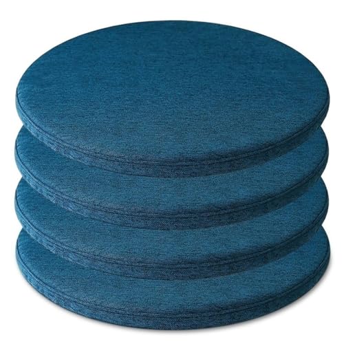 LYVQZPWLR Runde Küchenstühle imitiert, Rundes Sitzkissen aus Memory-Schaum mit Reißverschluss for drinnen und draußen, Mehrfarbig, mehrere Größen(Dark Blue,45 * 45CM(Set of 4)) von LYVQZPWLR