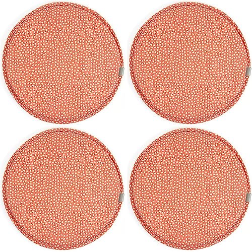 LYVQZPWLR Runde Küchenstühle imitiert, Rundes Sitzkissen aus Schwamm, Esszimmerstuhlkissen, Barstuhlpolster(Orange Dot,33 * 33cm(4 Packs)) von LYVQZPWLR