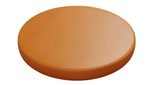 LYVQZPWLR Runde Küchenstühle imitiert, Rutschfestes Esszimmerstuhlkissen, Kunstleder, runde Sitzfläche(Orange Yellow,13.8 * 13.8inch) von LYVQZPWLR