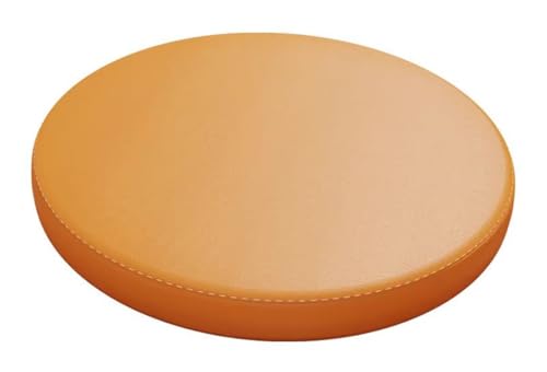 LYVQZPWLR Runde Küchenstühle imitiert, Wasserdichtes, rundes Sitzkissen aus PU-Leder, rutschfestes Esszimmerstuhlkissen(Bright Orange,30cm/11.8inch) von LYVQZPWLR