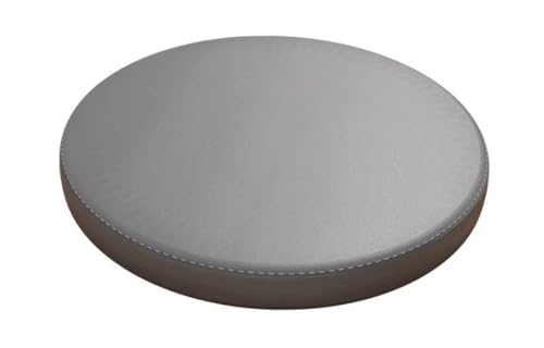 LYVQZPWLR Runde Küchenstühle imitiert, Wasserdichtes, rundes Sitzkissen aus PU-Leder, rutschfestes Esszimmerstuhlkissen(Light Gray,35cm/13.8inch) von LYVQZPWLR