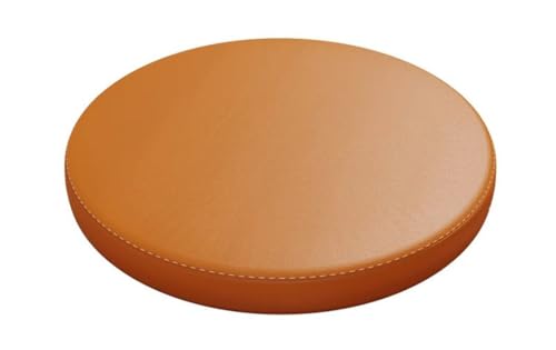 LYVQZPWLR Runde Küchenstühle imitiert, Wasserdichtes, rundes Sitzkissen aus PU-Leder, rutschfestes Esszimmerstuhlkissen(Orange Yellow,35cm/13.8inch) von LYVQZPWLR