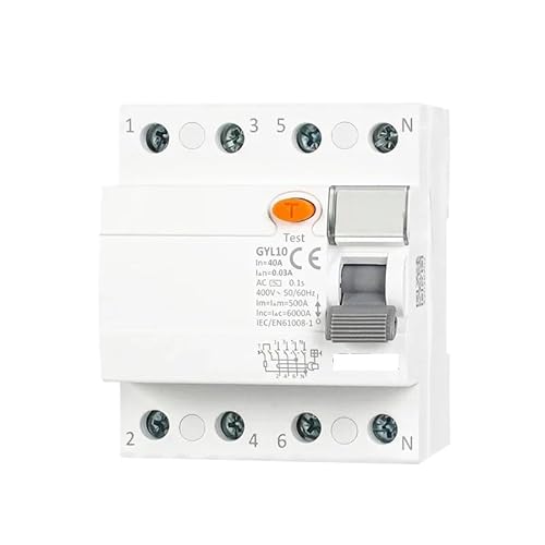 LYVQZPWLRAutomatischer Umschalter, Typ AC RCCB Elektromagnetischer Fehlerstromschutzschalter 2P 4P 40A 63A RCD(100ma,4P 40A) von LYVQZPWLR