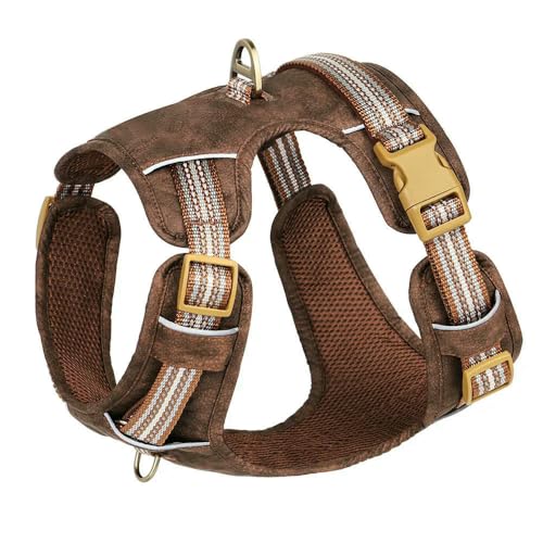 LYVQZPWLRHund mit Werkzeug, Wasserdichtes PU-Hundegeschirr, atmungsaktives Nylongeschirr, Trainingsweste for Haustiere mit reflektierendem Streifen for kleine und große Hunde(Bruin,Small) von LYVQZPWLR