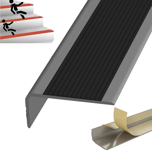 Selbstreckende Treppenstufen, L-förmiger, selbstklebender Treppenkantenschutz, mehrfarbig, mehrere Größen(Grayish Black,1.1m/43.3in) von LYVQZPWLR