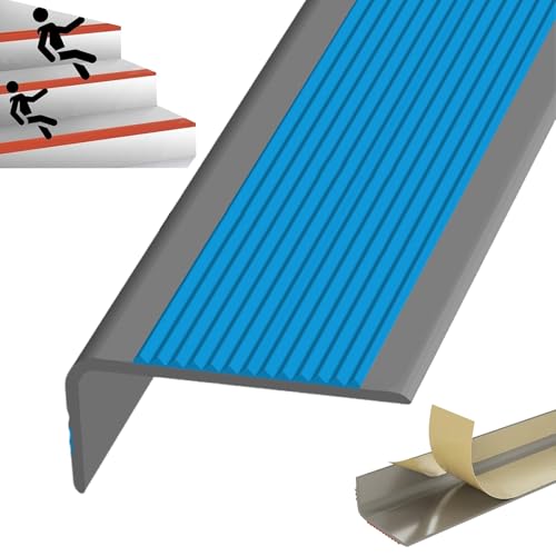 Selbstreckende Treppenstufen, L-förmiger, selbstklebender Treppenkantenschutz, mehrfarbig, mehrere Größen(Grayish Blue,1.3m/51.2in) von LYVQZPWLR
