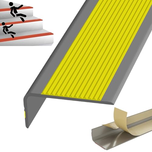 Selbstreckende Treppenstufen, L-förmiger, selbstklebender Treppenkantenschutz, mehrfarbig, mehrere Größen(Grayish Yellow,2.3m/90.5in) von LYVQZPWLR