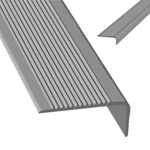 Selbstreckende Treppenstufen, Rutschfester Treppenkantenschutz aus Gummi, selbstklebend, for Innen- und Außenbereiche, for Treppen, mehrfarbig, mehrere Größen(Grijs,1.6m/63in) von LYVQZPWLR