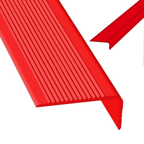 Selbstreckende Treppenstufen, Rutschfester Treppenkantenschutz aus Gummi, selbstklebend, for Innen- und Außenbereiche, for Treppen, mehrfarbig, mehrere Größen(Rosso,3m/118in) von LYVQZPWLR