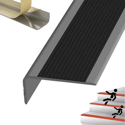 Selbstreckende Treppenstufen, Selbstklebende, wasserdichte Treppenkanten for Innen- und Außentreppen, mehrfarbig, mehrere Größen(Grayish Black,1.5m/59in) von LYVQZPWLR