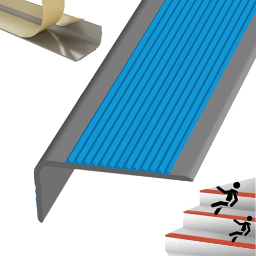 Selbstreckende Treppenstufen, Selbstklebende, wasserdichte Treppenkanten for Innen- und Außentreppen, mehrfarbig, mehrere Größen(Grayish Blue,1.9m/74.8in) von LYVQZPWLR