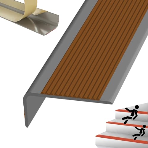 Selbstreckende Treppenstufen, Selbstklebende, wasserdichte Treppenkanten for Innen- und Außentreppen, mehrfarbig, mehrere Größen(Grayish Brown,1.2m/47.2in) von LYVQZPWLR
