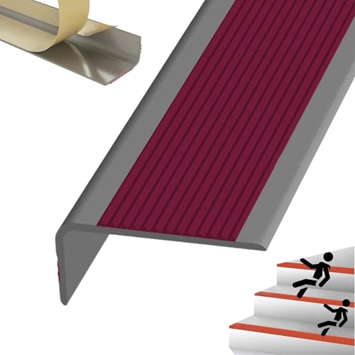 Selbstreckende Treppenstufen, Selbstklebende, wasserdichte Treppenkanten for Innen- und Außentreppen, mehrfarbig, mehrere Größen(Grayish Brown Red,1.8m/70.9in) von LYVQZPWLR