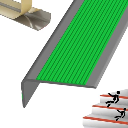 Selbstreckende Treppenstufen, Selbstklebende, wasserdichte Treppenkanten for Innen- und Außentreppen, mehrfarbig, mehrere Größen(Grayish Green,1.1m/43.3in) von LYVQZPWLR